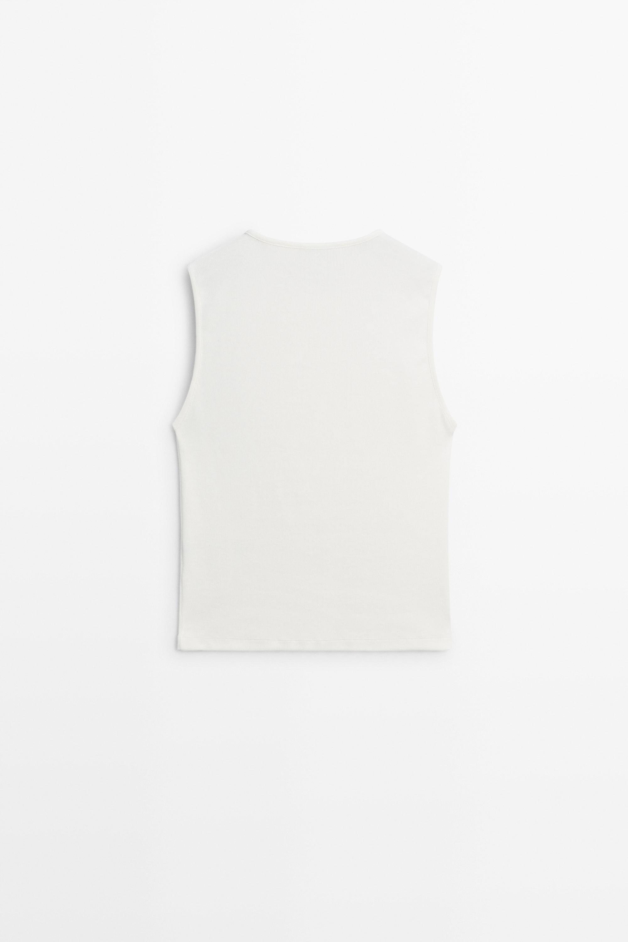 Cotton blend bib detail T-shirt
